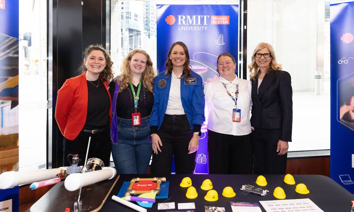 Katherine Bennell-Pegg and Professor Catherine Itsiopoulos with members of the Women in STEM and STEM Outreach teams.