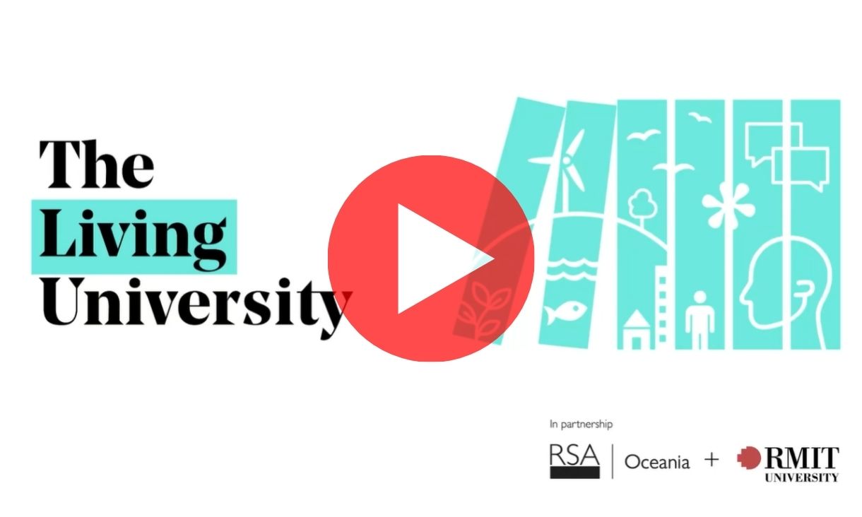 play button leading to Living Universities launch video