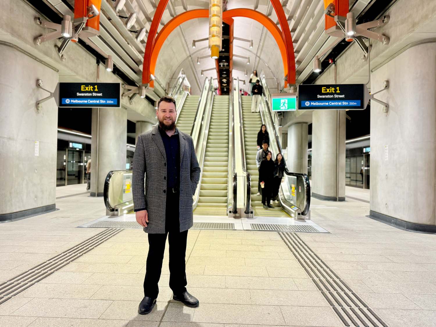 RMIT University space weather expert, Associate Professor Brett Carter, at Melbourne Central Station.