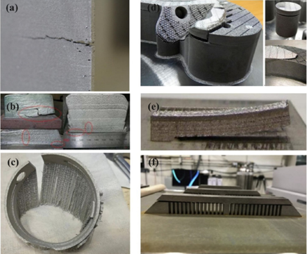 Collage showing cracks, materials shrinkage and delamination 