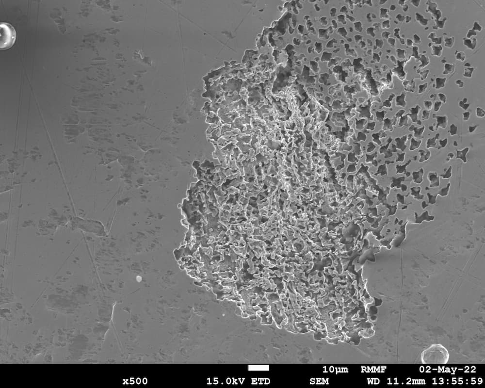 AM SS316L surface (a) after corrosion