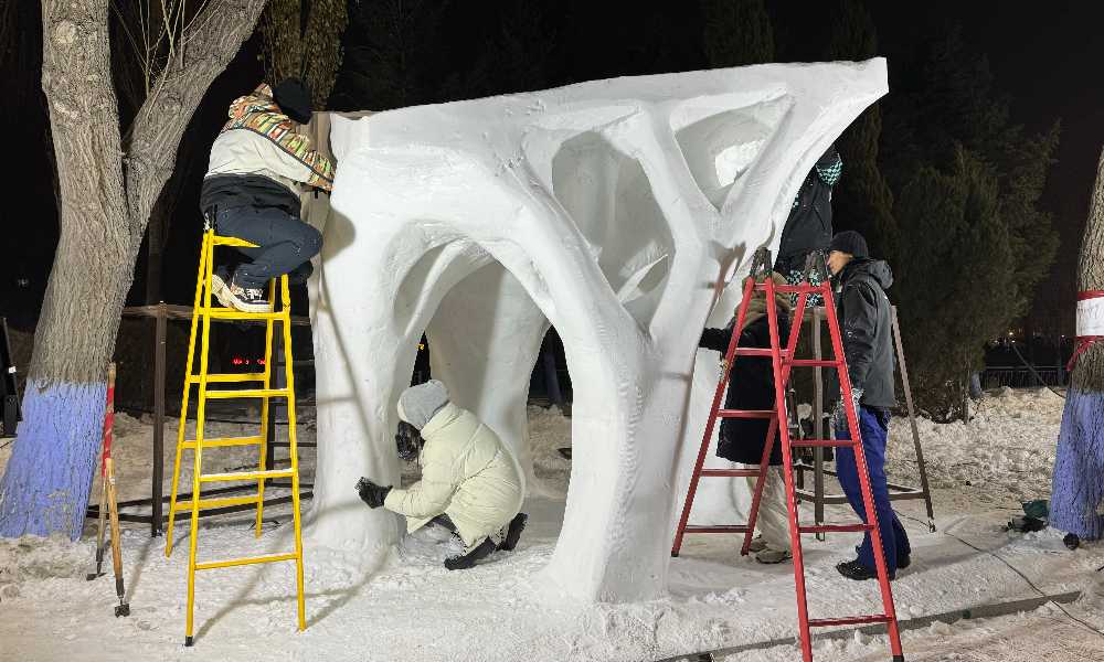 Working on snow castle