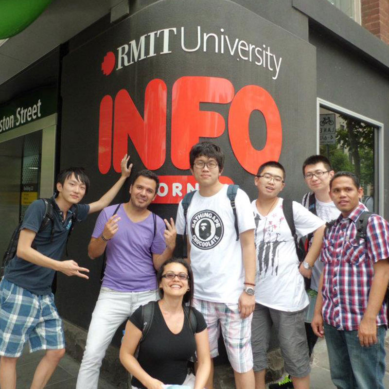 Students at RMIT info corner