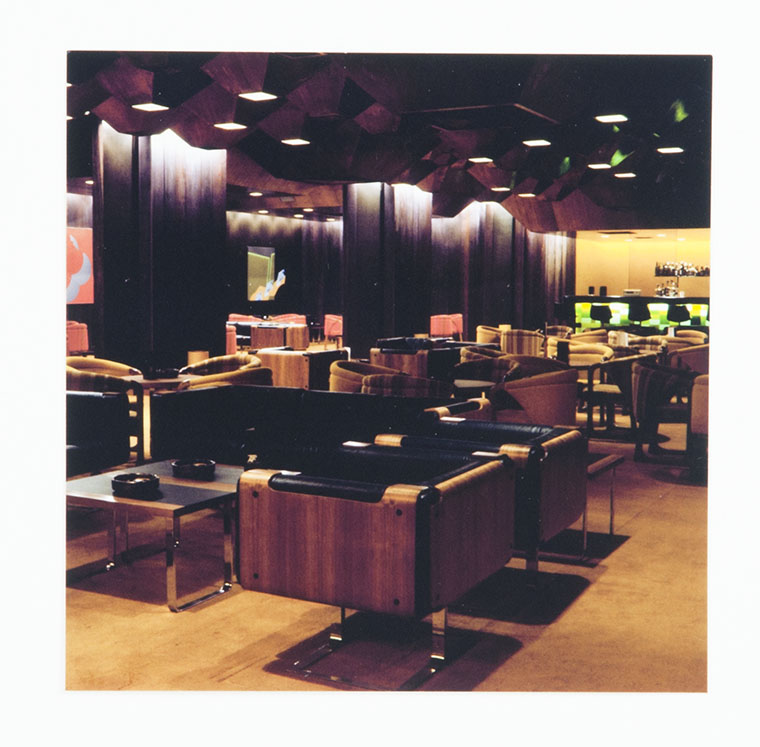 A photograph of an aiport lounge in 1971