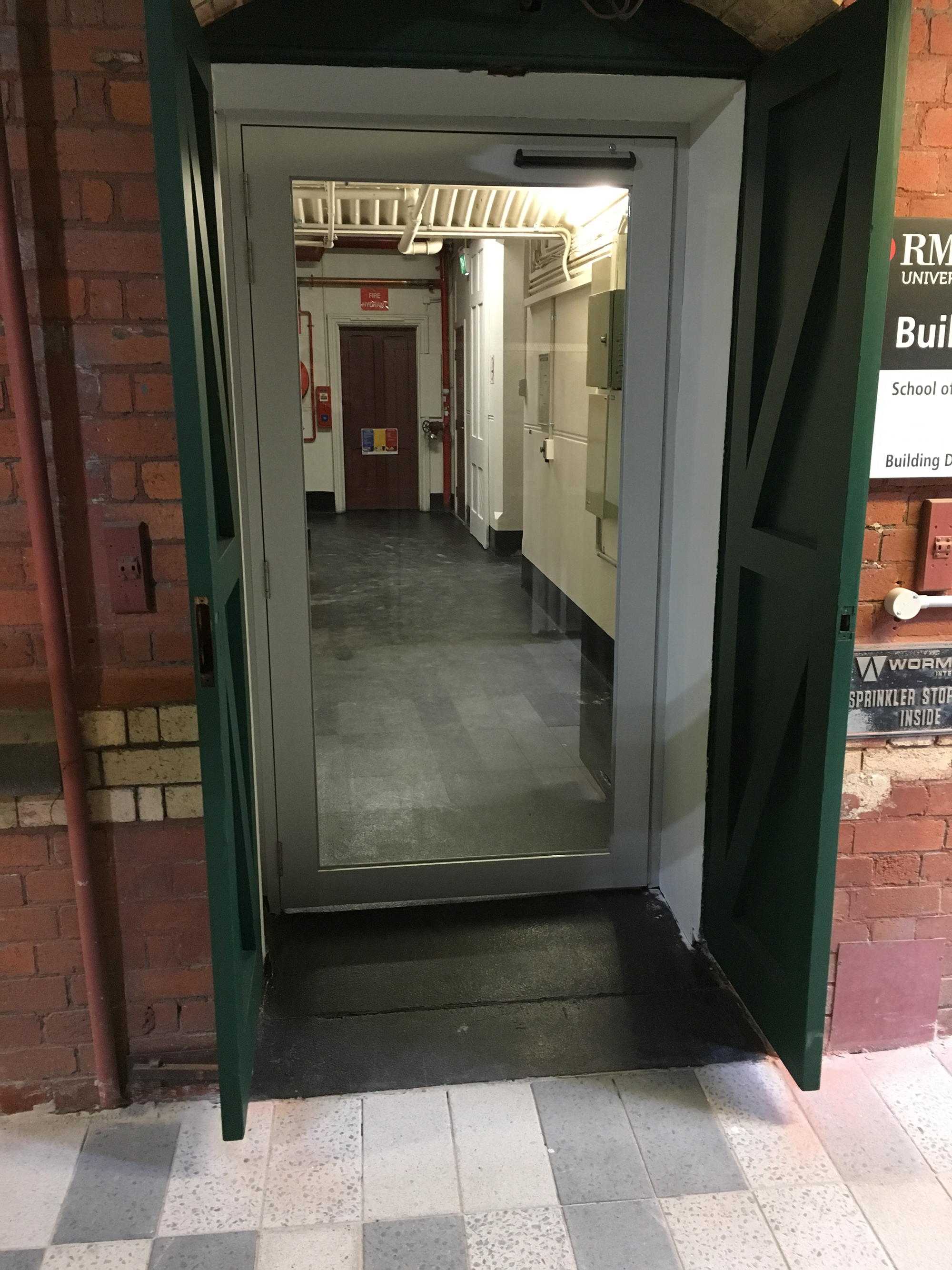 The door to Building 4 after the project upgrade