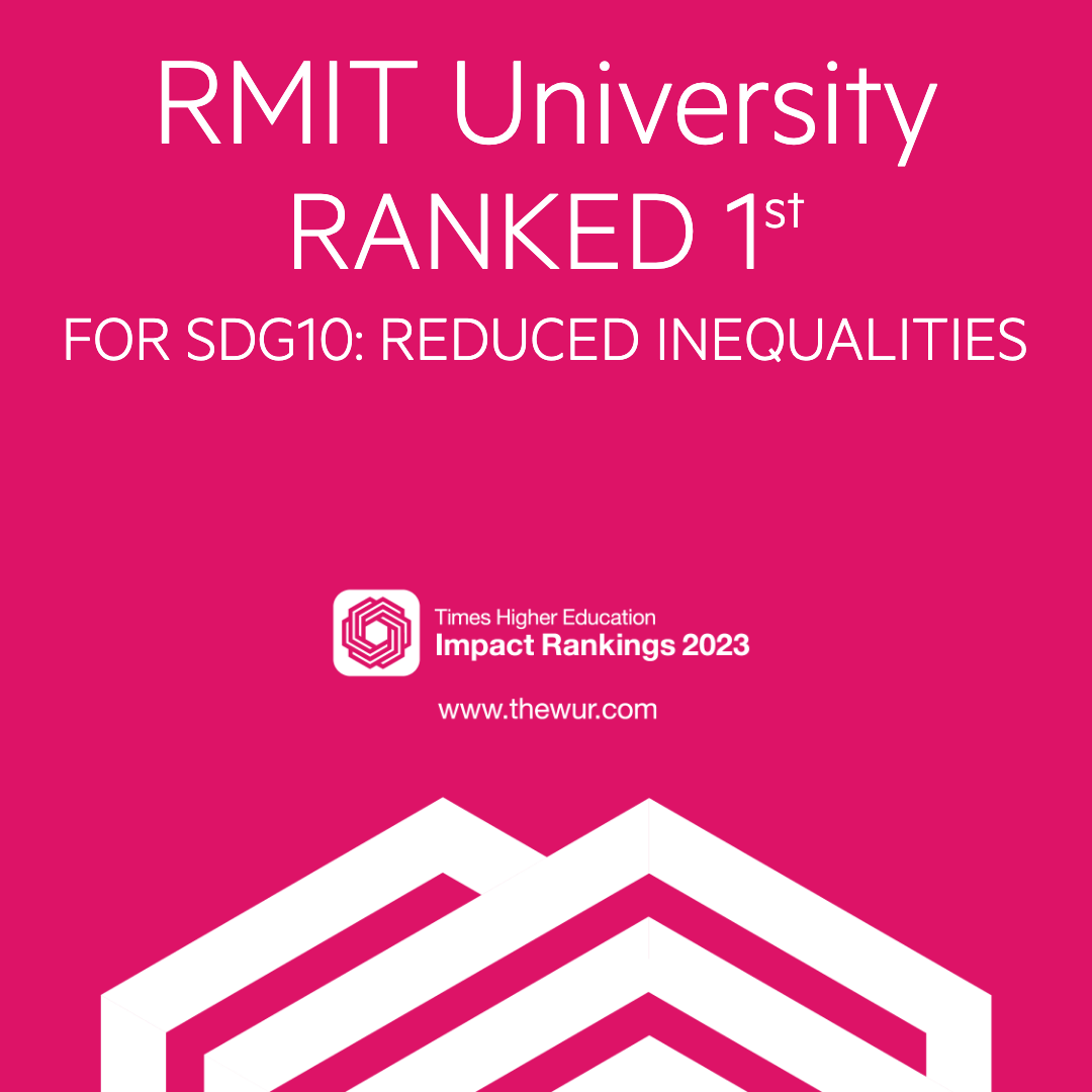 RMIT University Ranked 1st for SDG10 Reduced inequalities