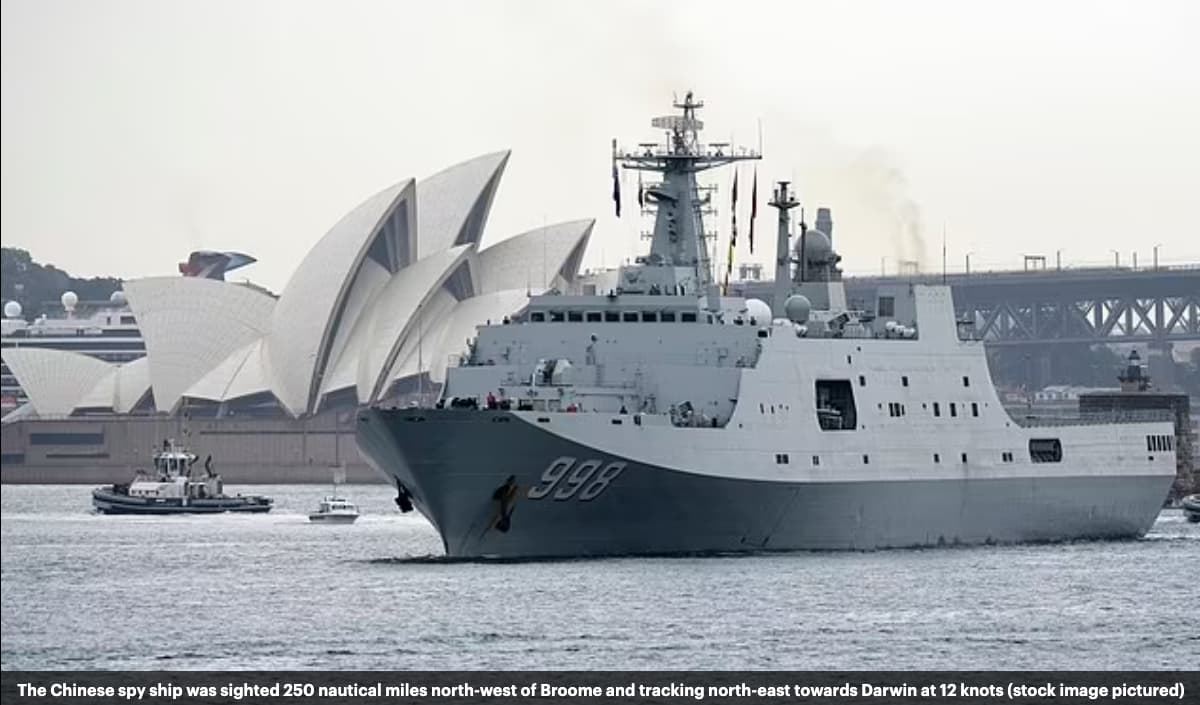 Chinese naval vessel in Sydney Harbour in front of the Sydney Opera House