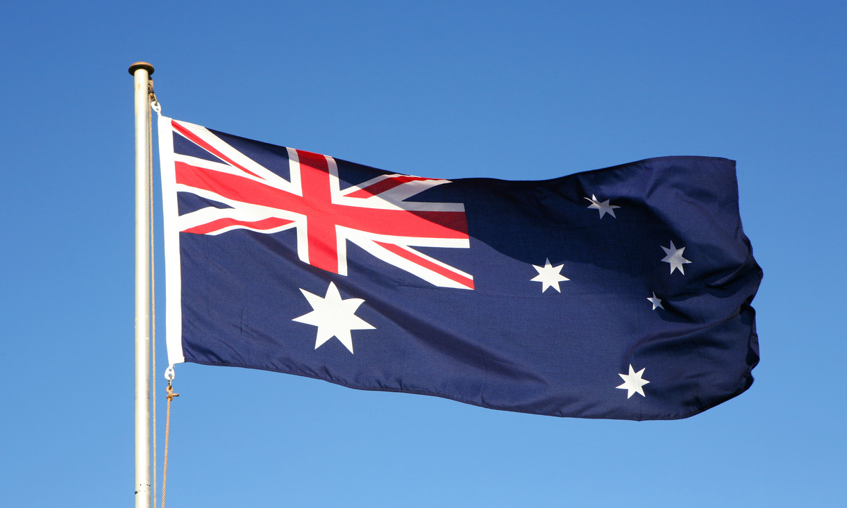 Flag of Australia: blue background with 6 stars and union jack in top left hand corner