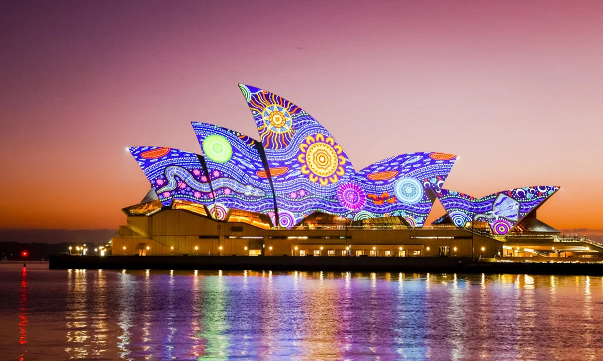 Sydney Opera House, with projected light show of Aboriginal art