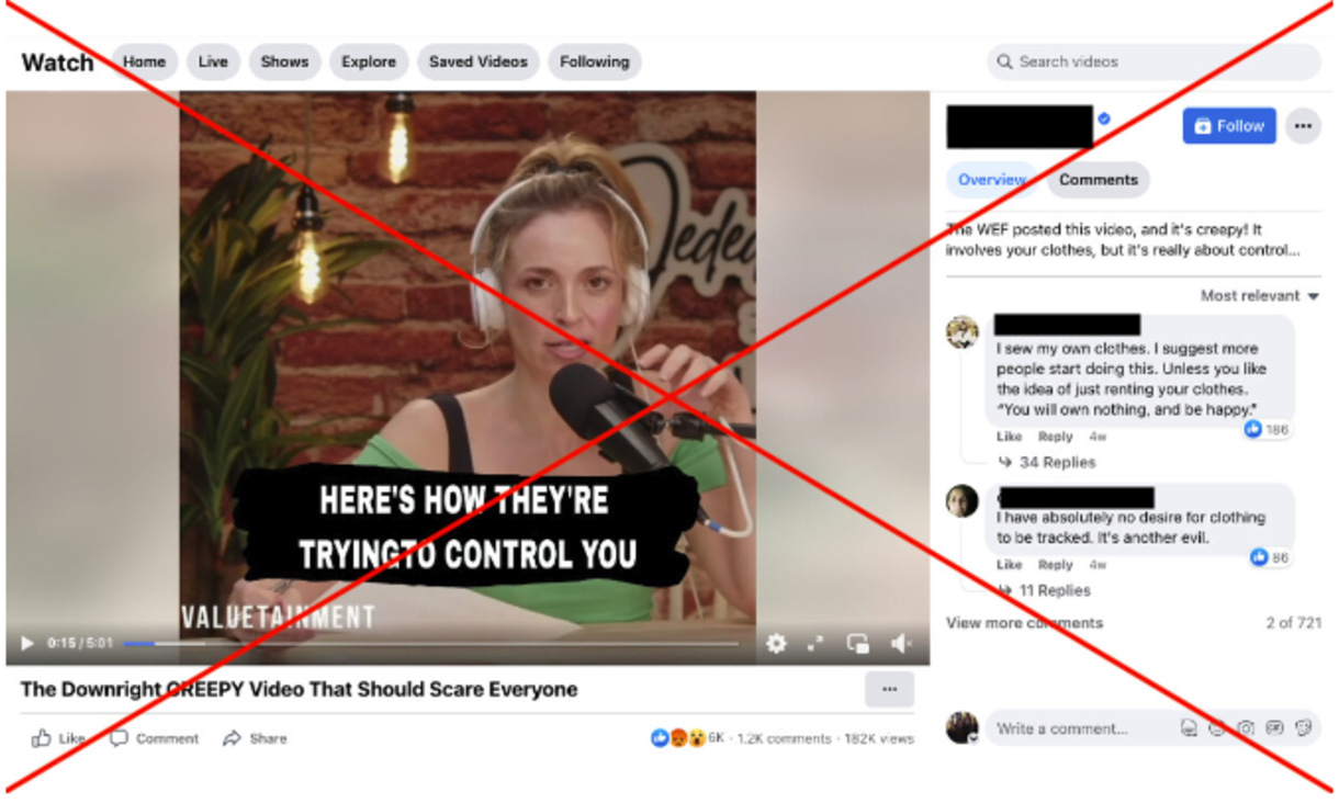 facebook post showing picture of woman in green top and headphones speaking into microphone overlaid with caption that reads: "Here's how they are trying to control you."