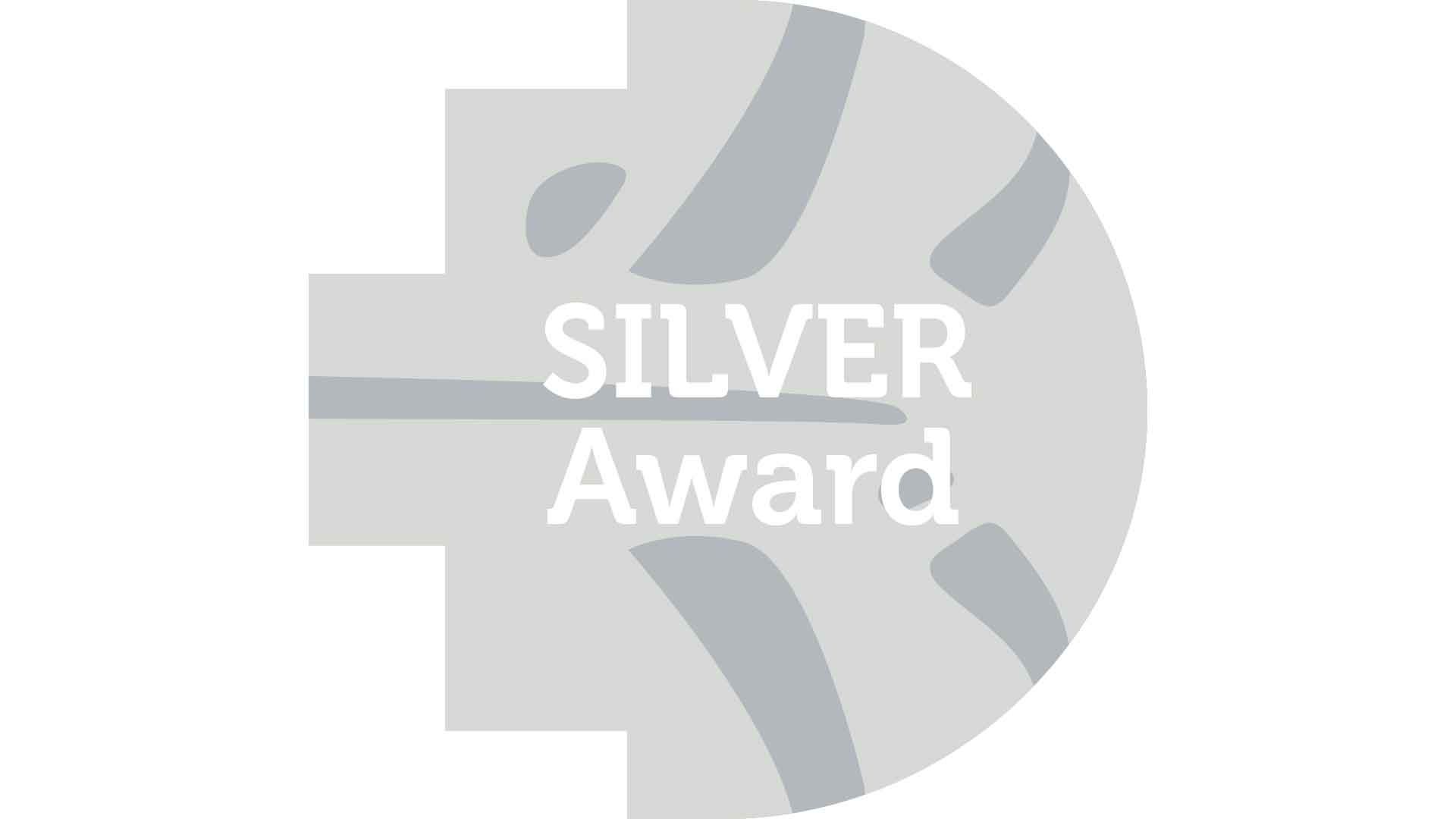 Silver pixel logo with the words 'silver award' on it