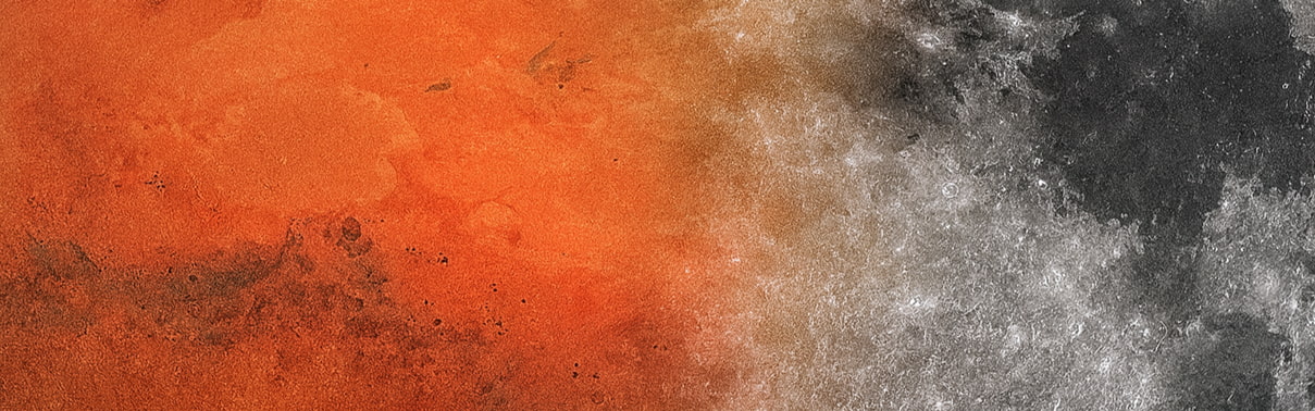 Abstract red planet and moon textures