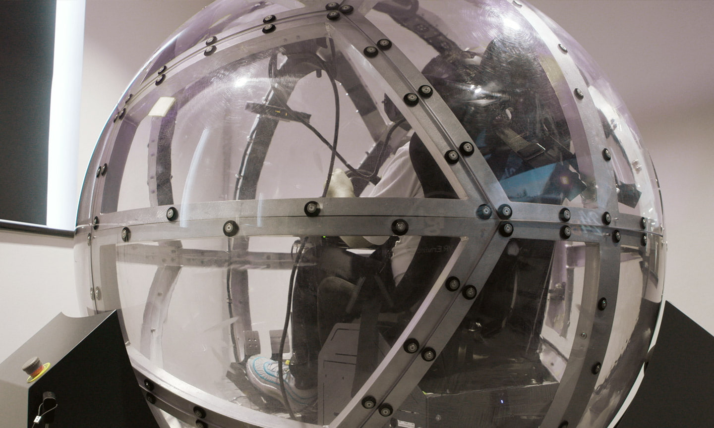 Exterior of the translucent VR 360-sphere 