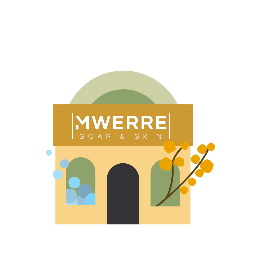 A shopfront with the words MWERRE Soap & Skin at the top of the building