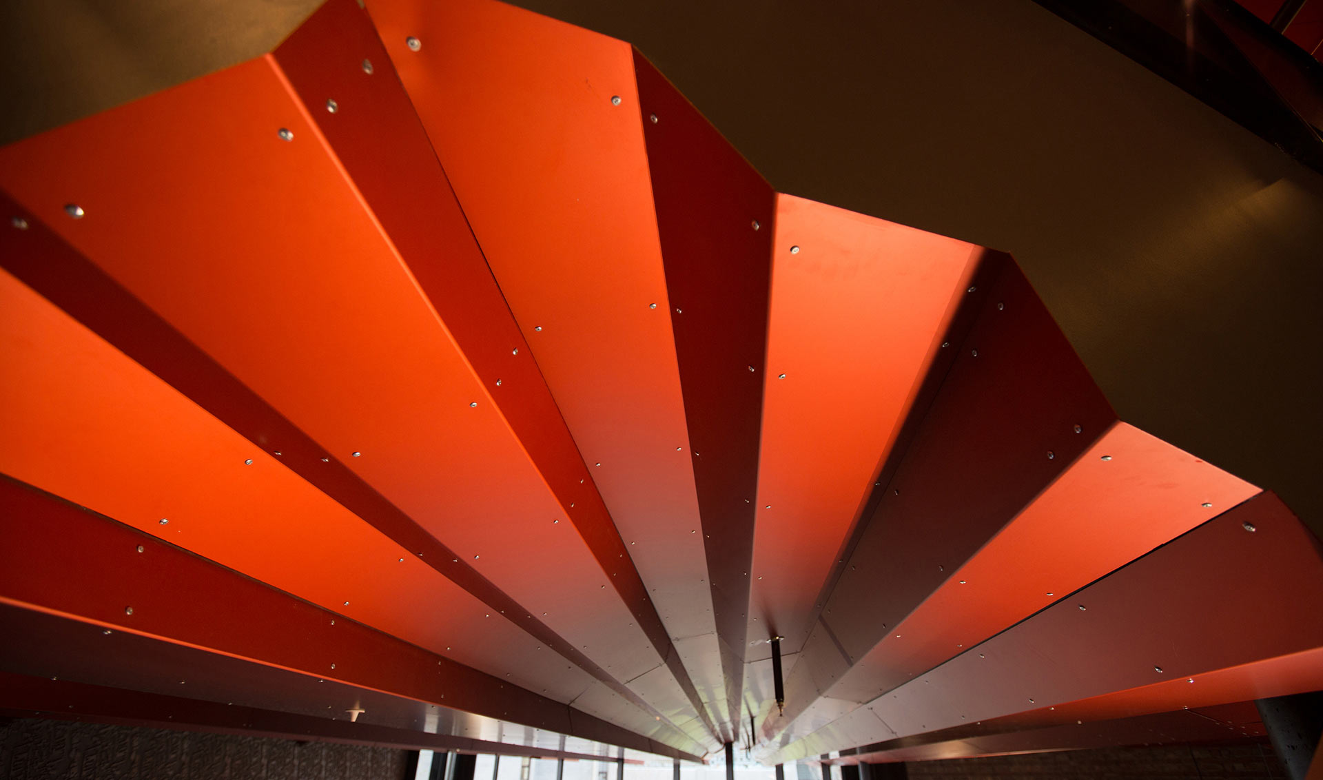 Red ceiling of architecture building
