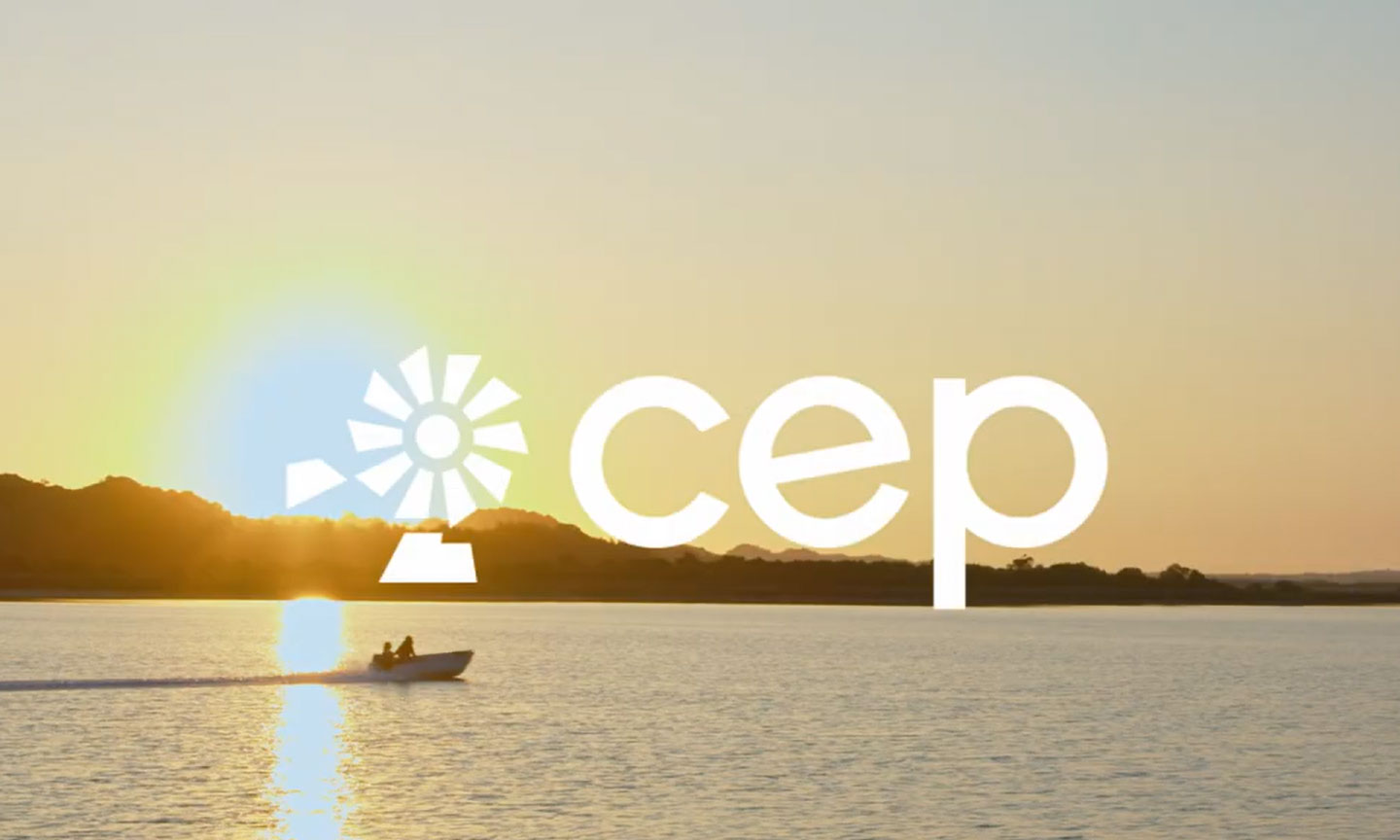 boat in ocean with cep logo overlay