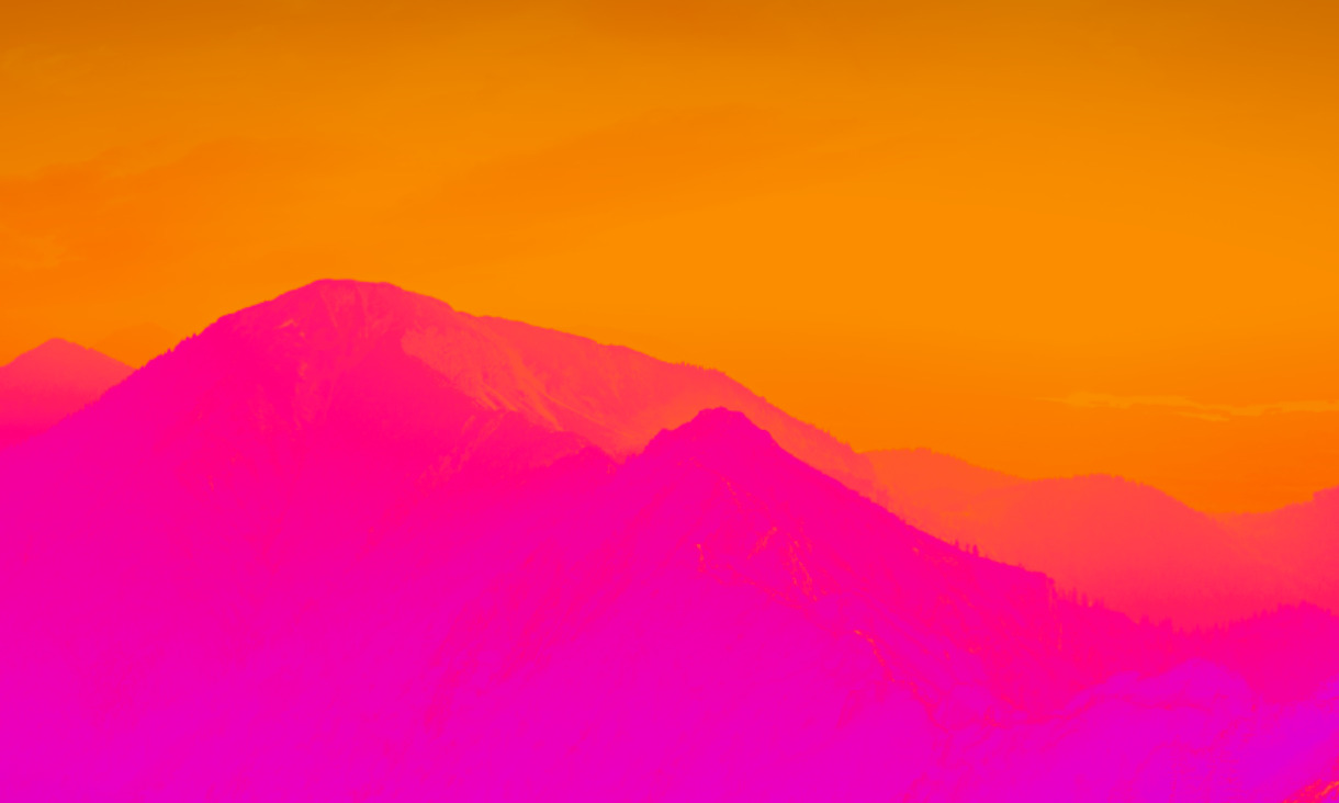 Abstract neon coloured mountains