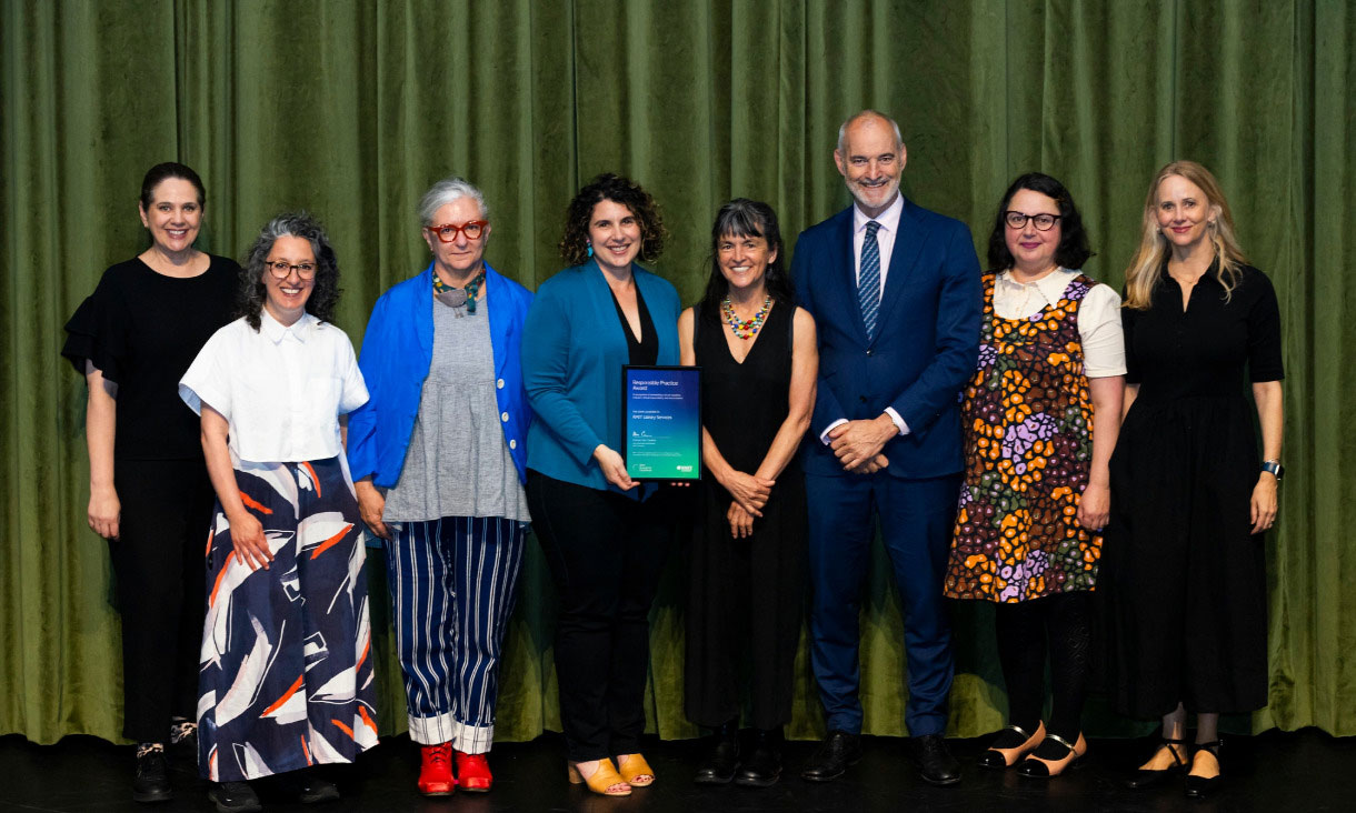 Library staff receiving award