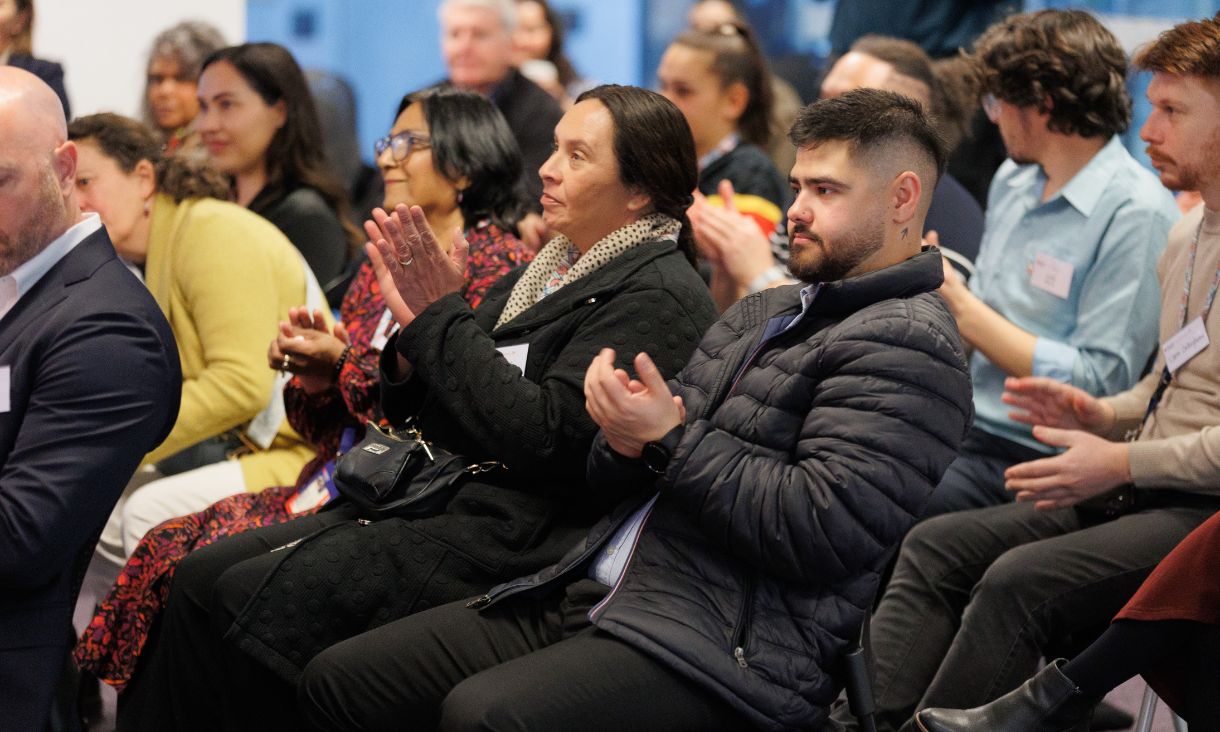 RMIT’s Senior Manager, Indigenous Education Nicole Shanahan and Indigenous Industry Engagement Coordinator Levi Foster were among those celebrating the MOU.