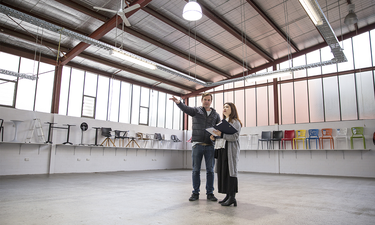 Liang's concept of Relaxhouse's new warehouse becomes a reality as she tours the warehouse space with the co-owner Brett Parnham.