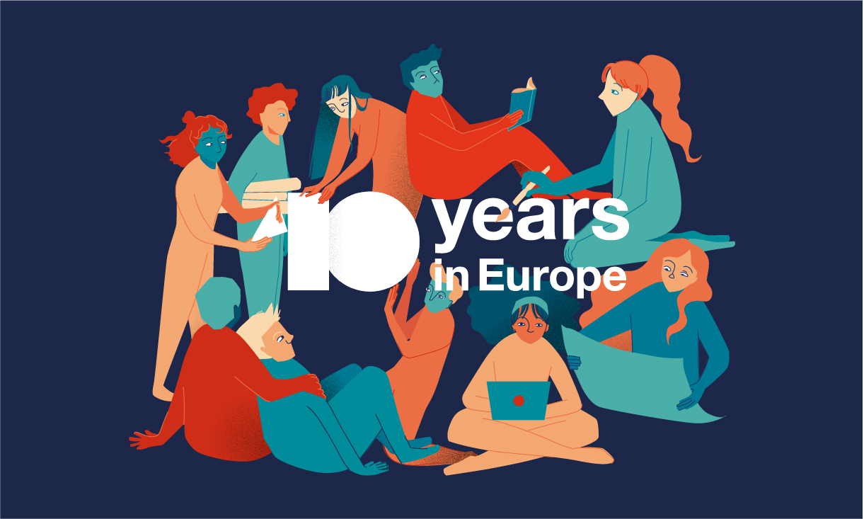 The logo and illustration created for RMIT Europe’s tenth anniversary reflects RMIT's presence in the city of Barcelona and takes inspiration from the use of mosaics by Antoni Gaudí, a Catalan architect and designer. 