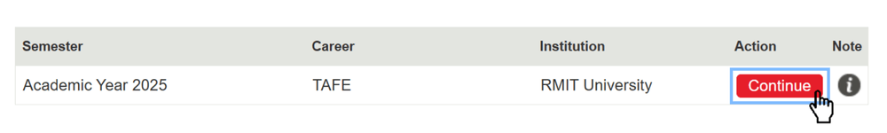 Screenshot of Apprentice and Traineeship EOL Step 4. Add classes - a. Select Continue