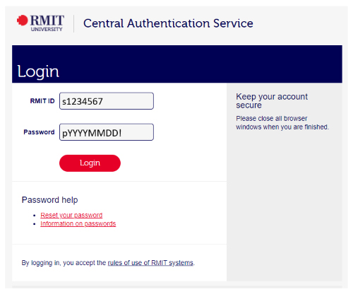 Enrolment Online login screen.