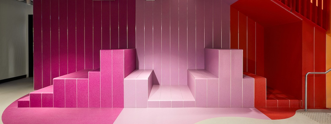 Photo of the pink sitting area at RMIT.