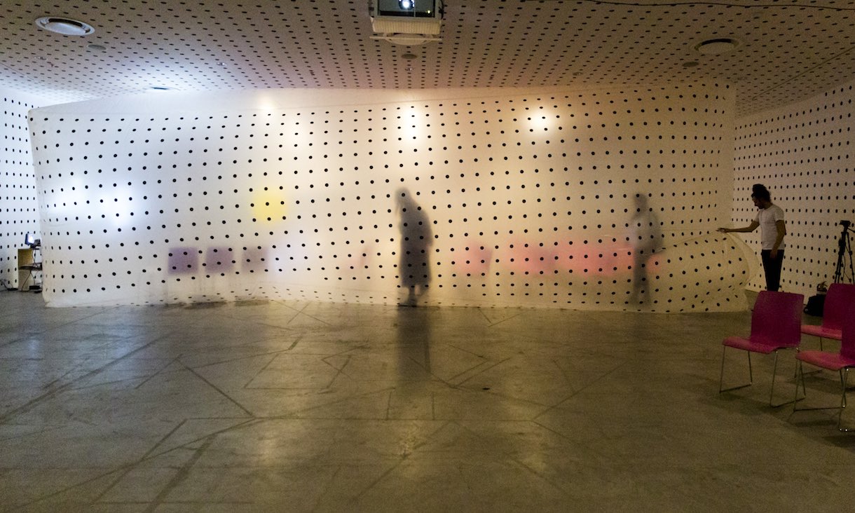 Photo of a room at RMIT with dots on the walls.