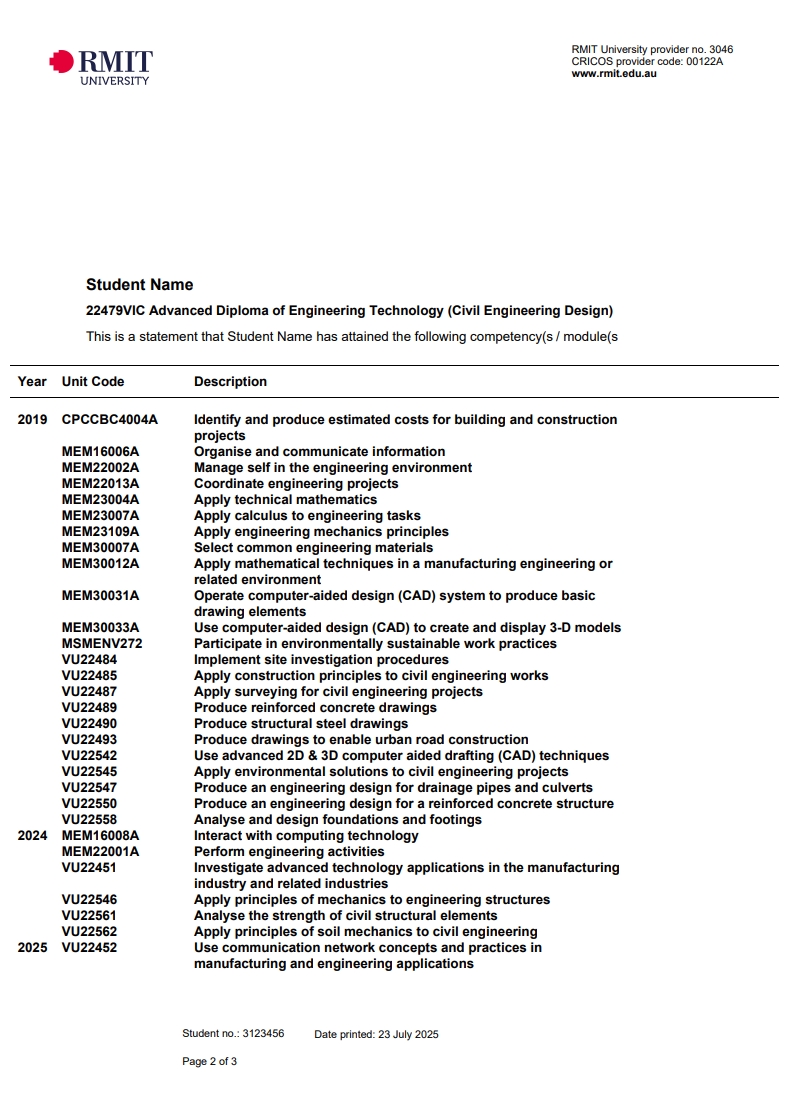 VE qualification statement page 2