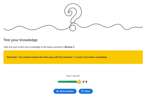 Screenshot of the Academic Integrity Module 2 quiz