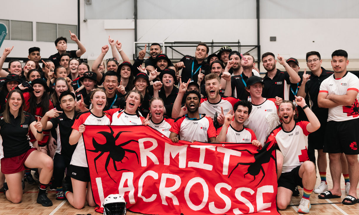 RMIT Lacrosse team celebrate their championship
