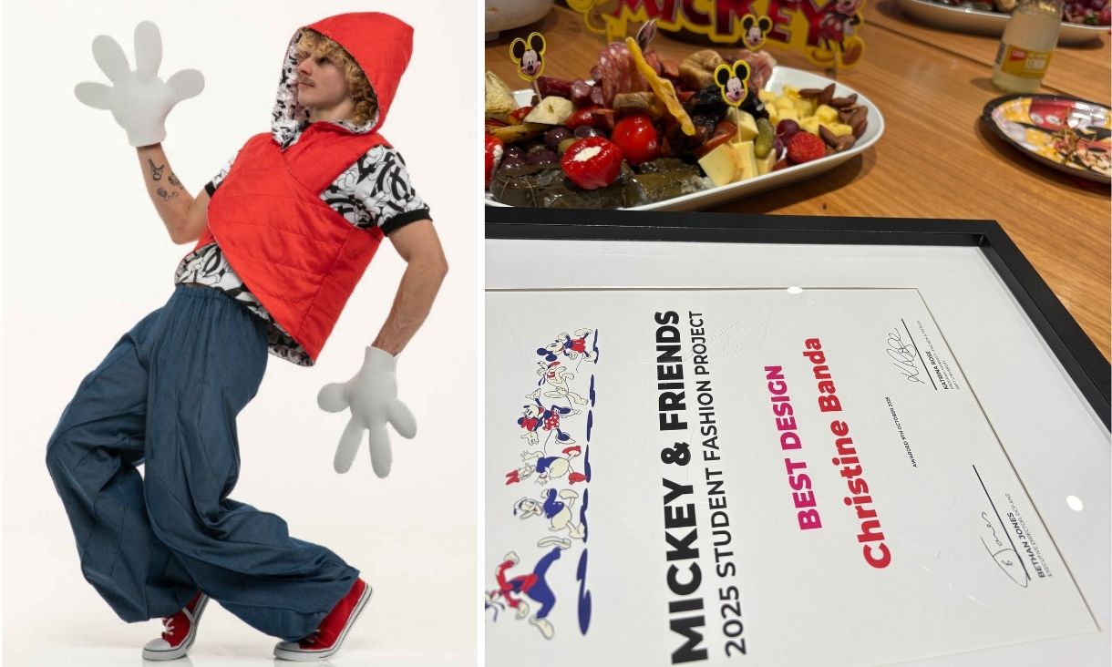 Person wearing design and certificate