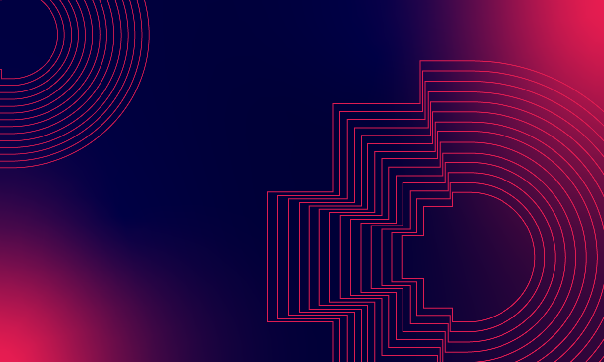 Pink and navy gradient with RMIT logo in lines