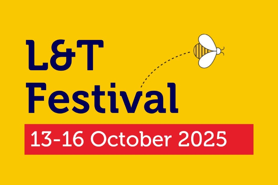 Learning and teaching fesitval logo on yellow background