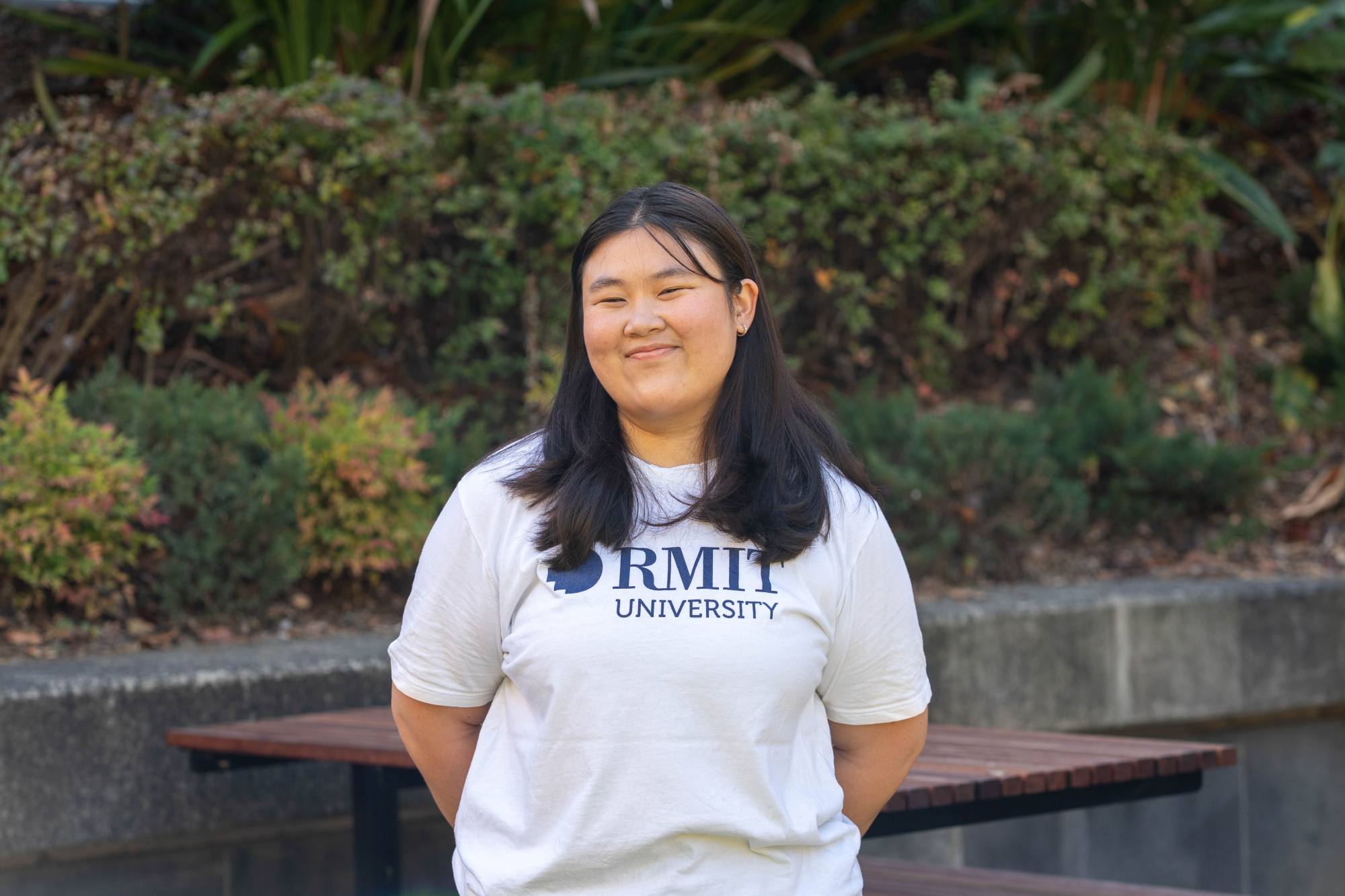 Margaritha Jesslyn, part of the Sports Media Team at Uni Nationals, studying a Master of Media