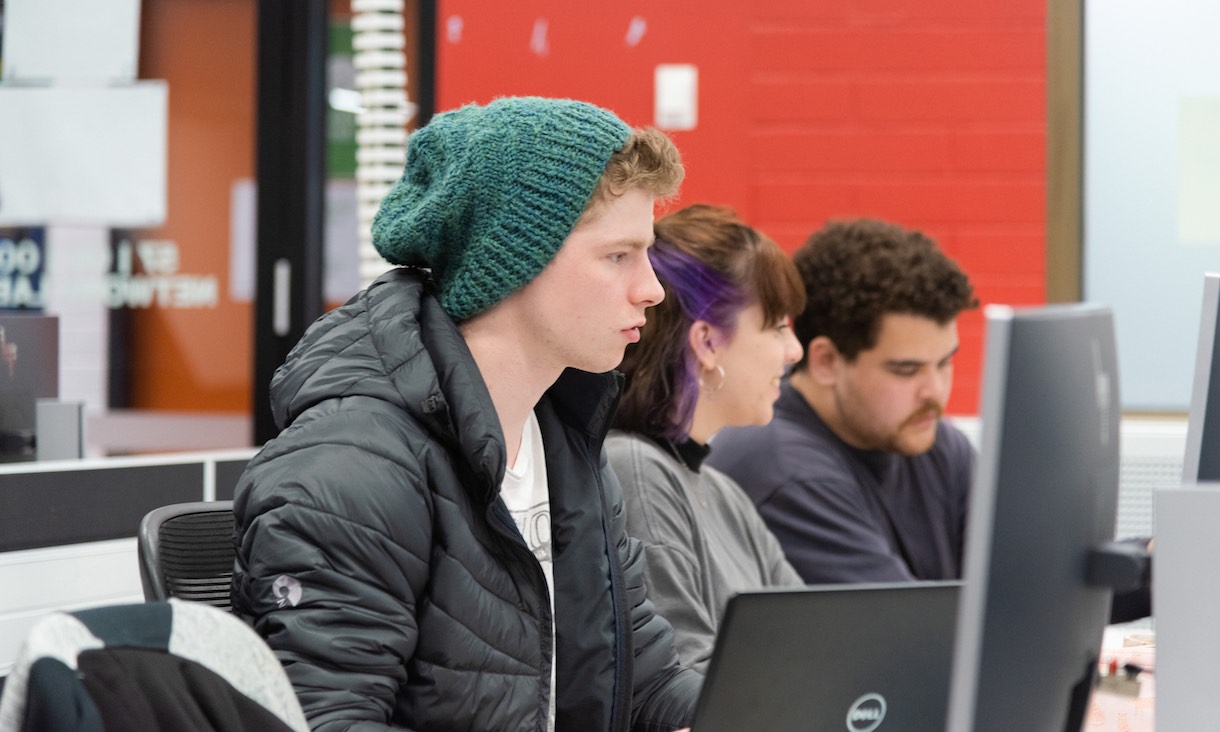 Students use the computers at the City Campus.