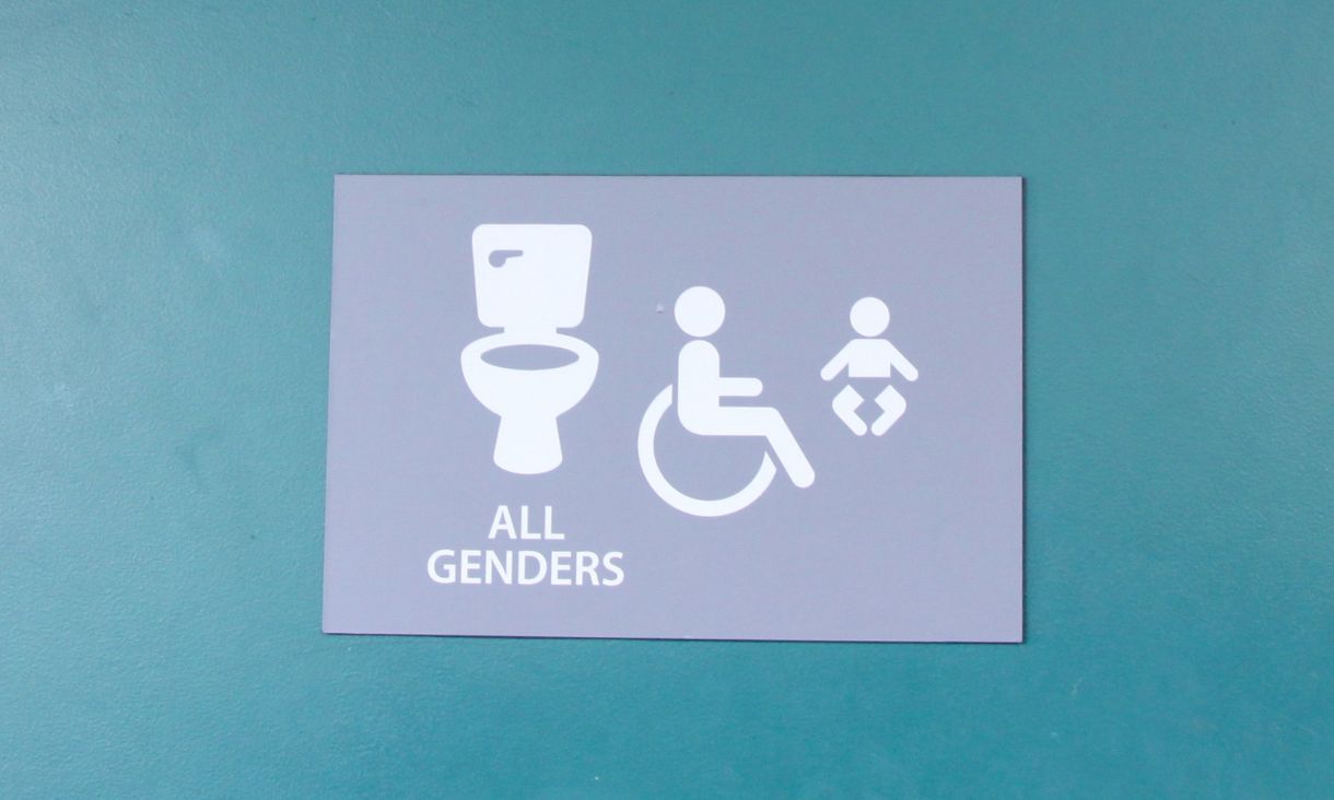 A sign for all gender toilets.