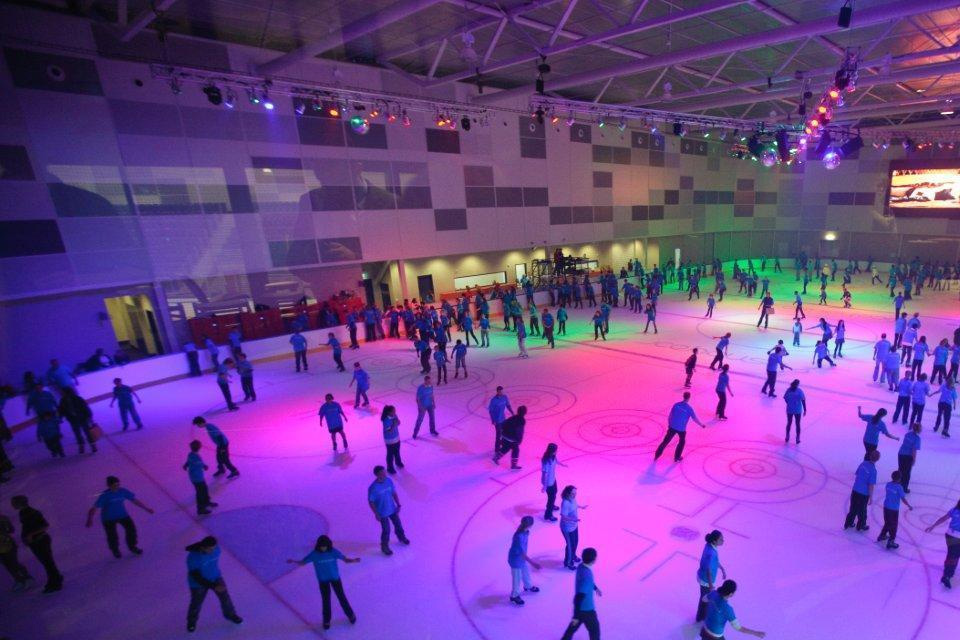 High shot of ice skating rink