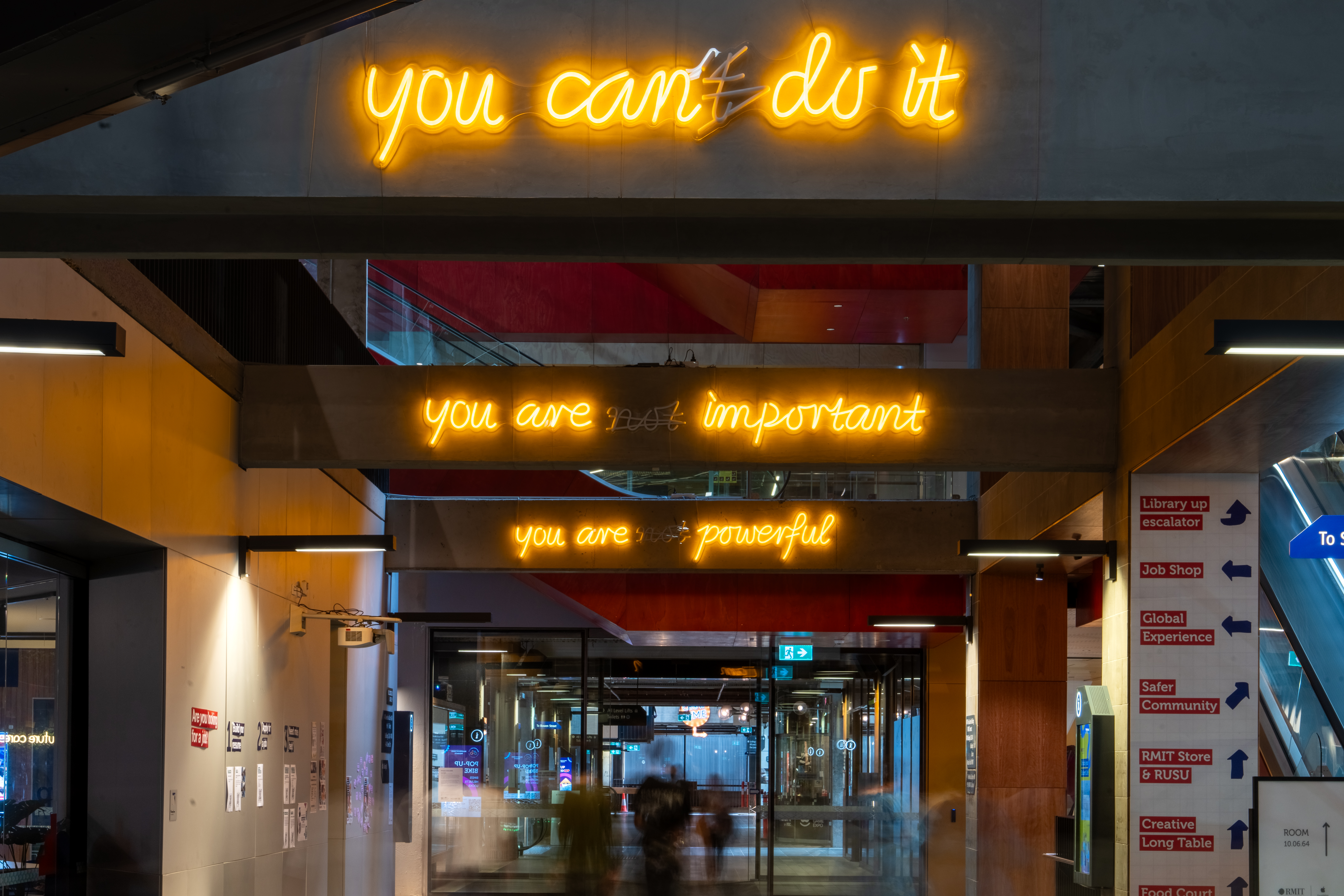 yellow neon signs with positive messages