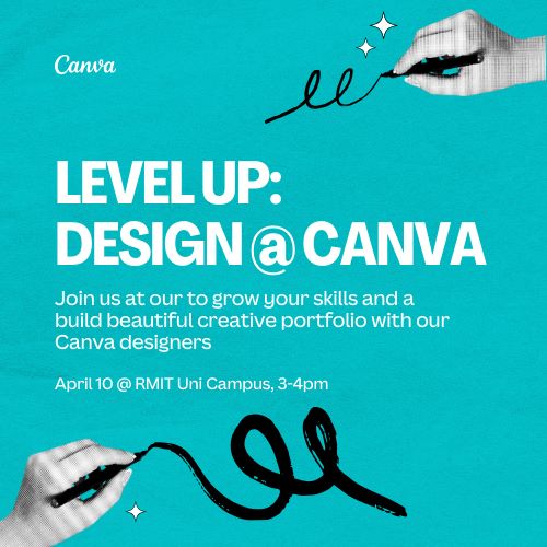 blue poster of level up design at canva event