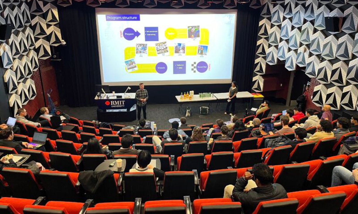 Person addressing cinema audience