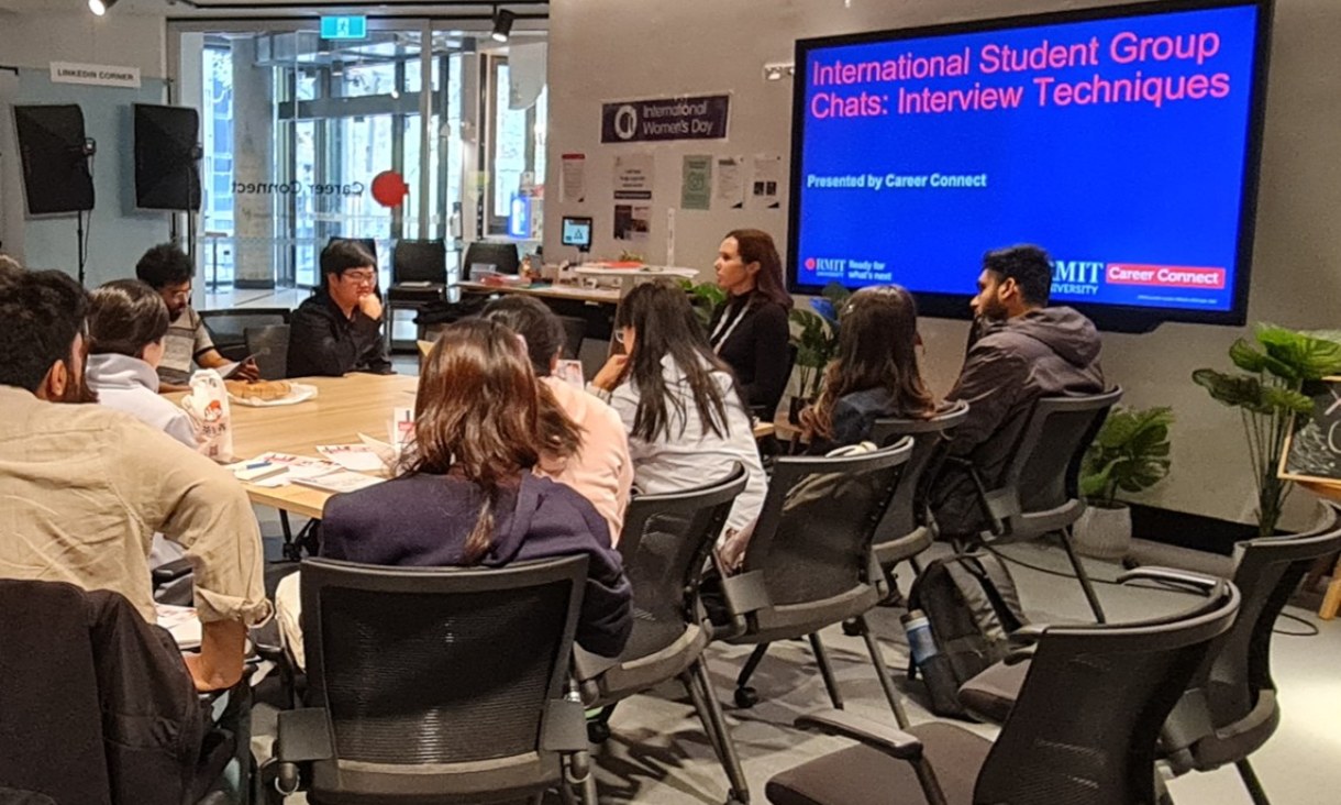 RMIT students learning about interview techniques at an International Student Career Chat session