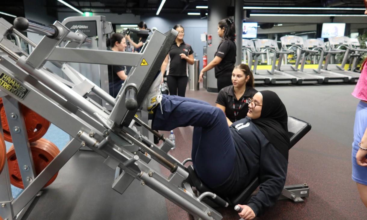 Person using exercise equipment