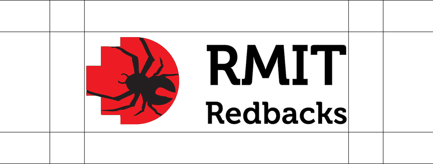 Redbacks logo with black 'RMIT Redbacks' text and spacing lines