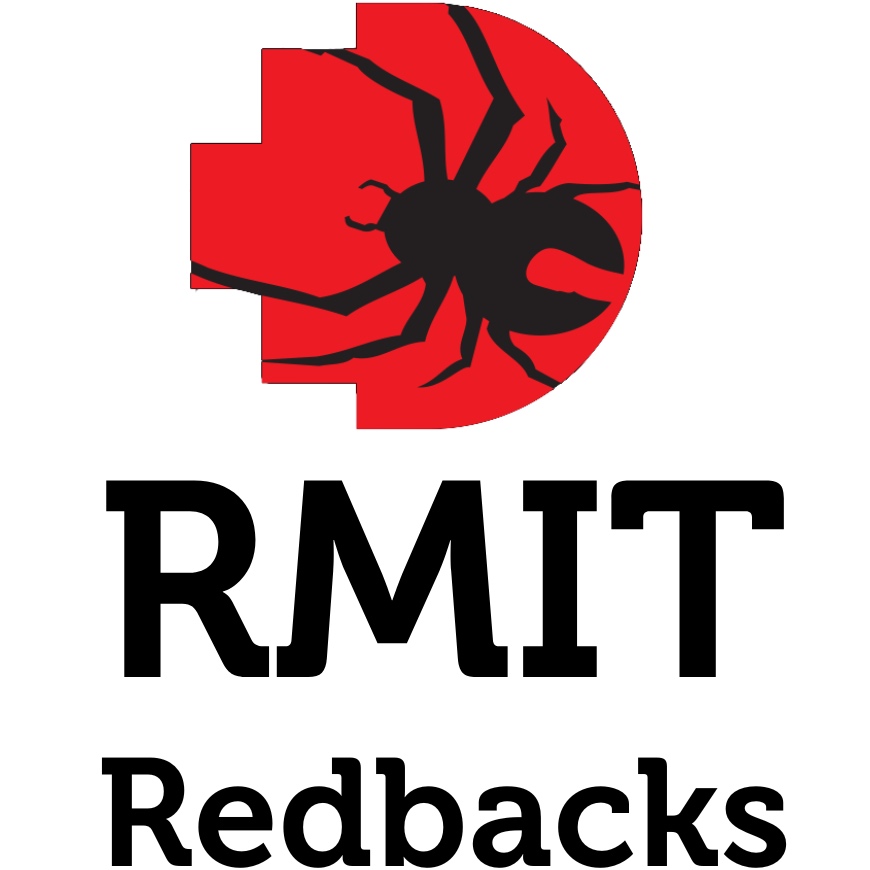 Redbacks logo with black 'RMIT Redbacks' text