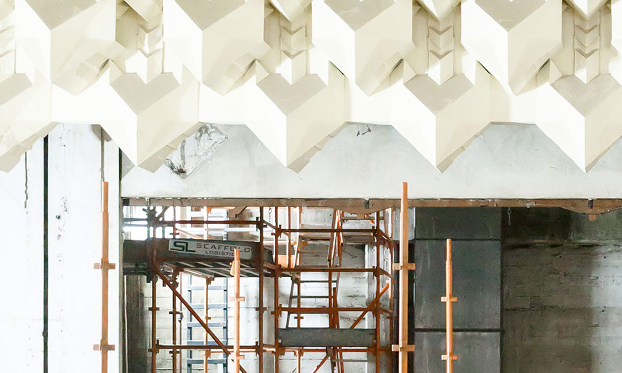 Scaffolding and ceiling detail of Capitol Theatre