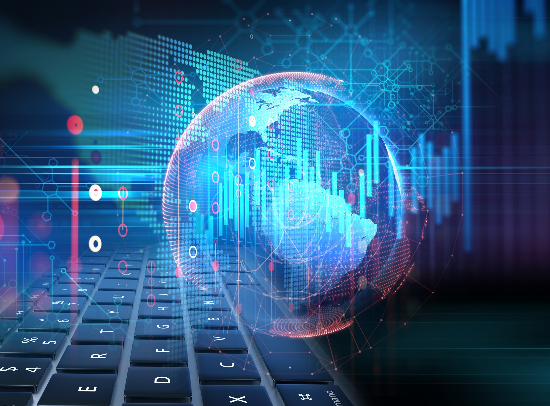 technical financial graph on technology abstract background