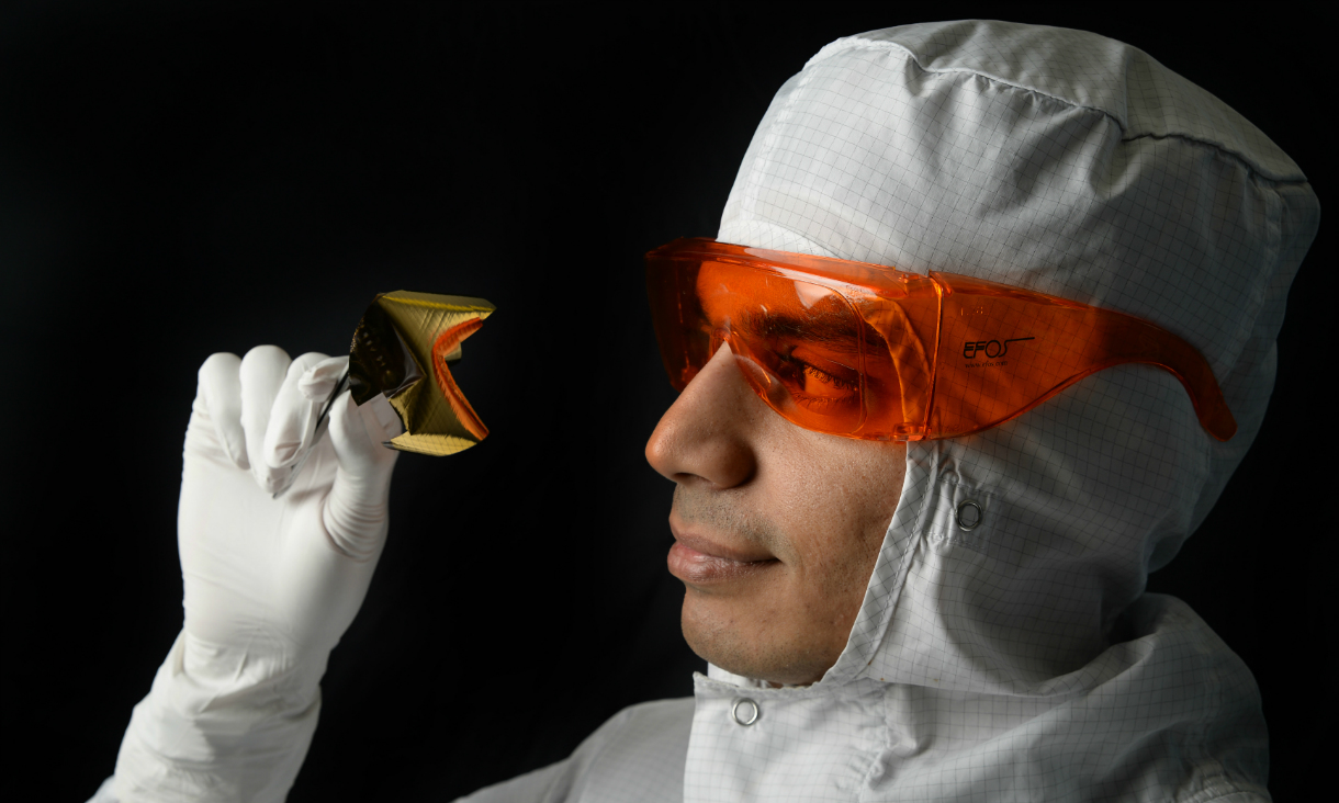Sharath Sriram inspects an optical chip