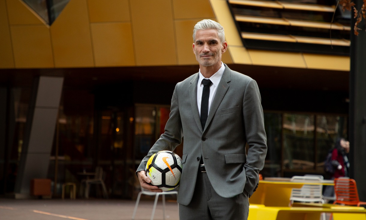 Former Australian soccer captain turned human rights advocate Craig Foster pictured at RMIT ahead of the 2019 Higinbotham lecture.